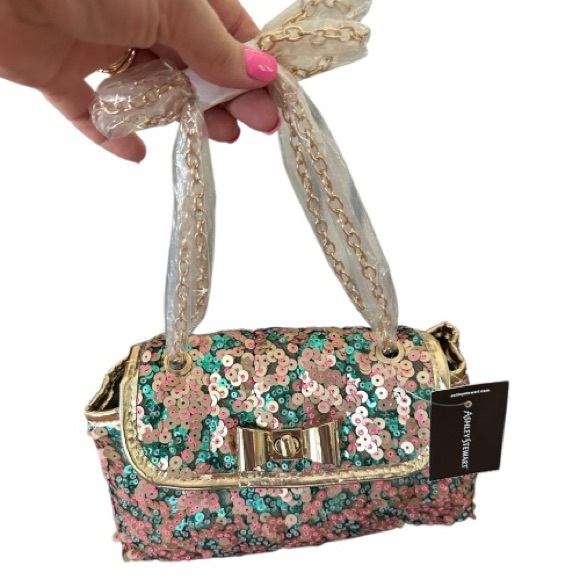 Olivia Miller Multicolor Sequin Mini Purse w/ Bow & Chain Handles (NWT) - Picture 6 of 11